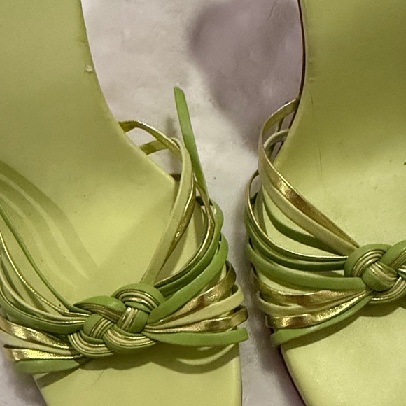 Jeffrey Campbell Lime Green Knotted Strappy Slide Heels - Picture 2 of 5